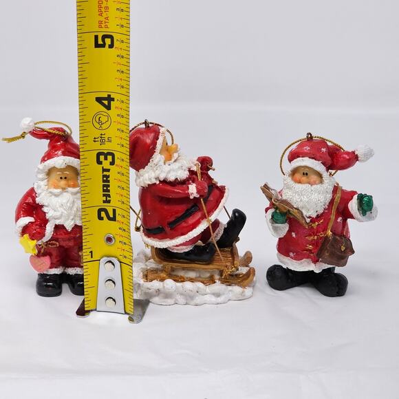 Vintage Christmas Ornaments Santa Claus Hand Painted Set of Three - Picture 8 of 9